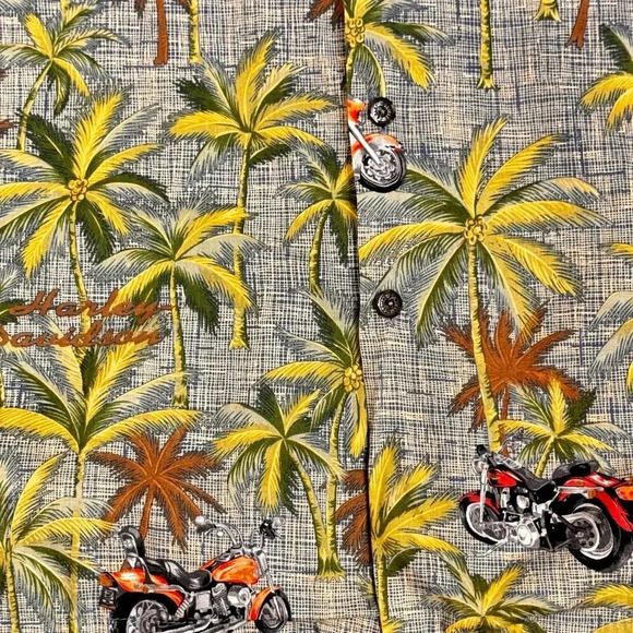 Harley-Davidson Hawaiian Tropical Print Button Down Shirt 100% Cotton Men's L - Picture 3 of 9